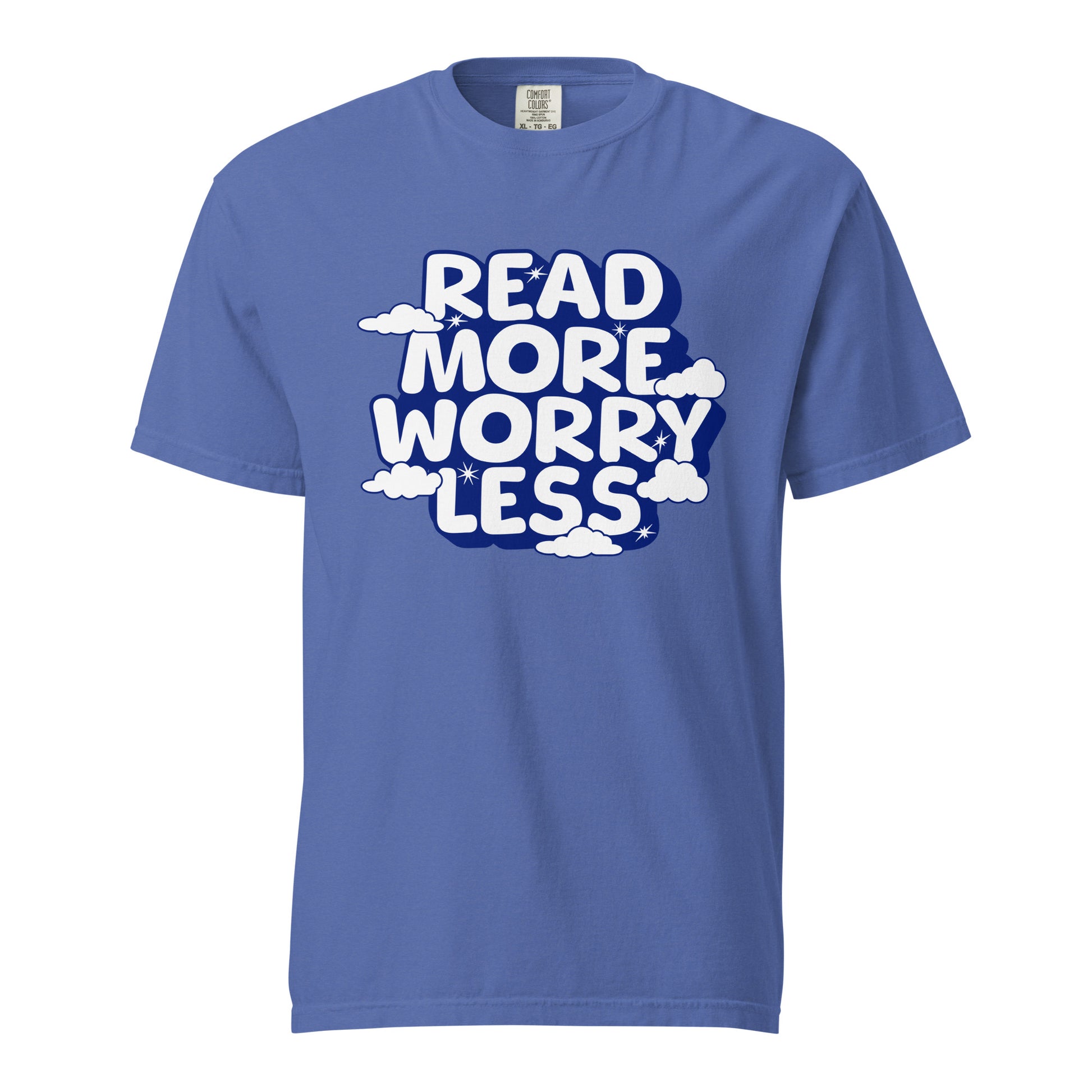 Read More Worry Less T-shirt - The Bean Workshop - Bibliophile Clothing, Book Lover Tee, Bookish Summer Collection, Positive Quote T-shirt., Read More Worry Less T-shirt, Reading for Calm Apparel, Stress Relief Shirt, t-shirt, tee
