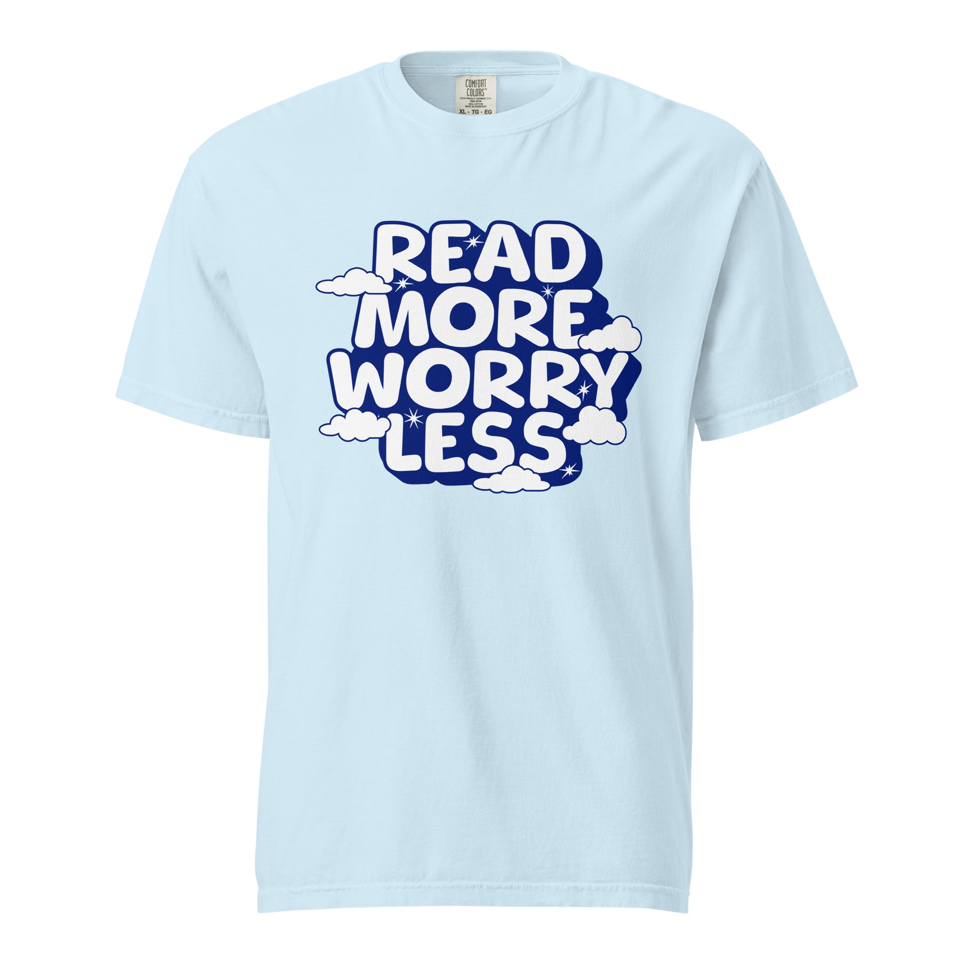 Read More Worry Less T-shirt - The Bean Workshop - Bibliophile Clothing, Book Lover Tee, Bookish Summer Collection, Positive Quote T-shirt., Read More Worry Less T-shirt, Reading for Calm Apparel, Stress Relief Shirt, t-shirt, tee