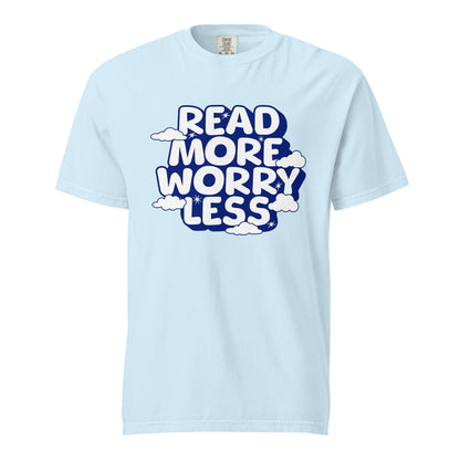 Read More Worry Less T-shirt - The Bean Workshop - Bibliophile Clothing, Book Lover Tee, Bookish Summer Collection, Positive Quote T-shirt., Read More Worry Less T-shirt, Reading for Calm Apparel, Stress Relief Shirt, t-shirt, tee