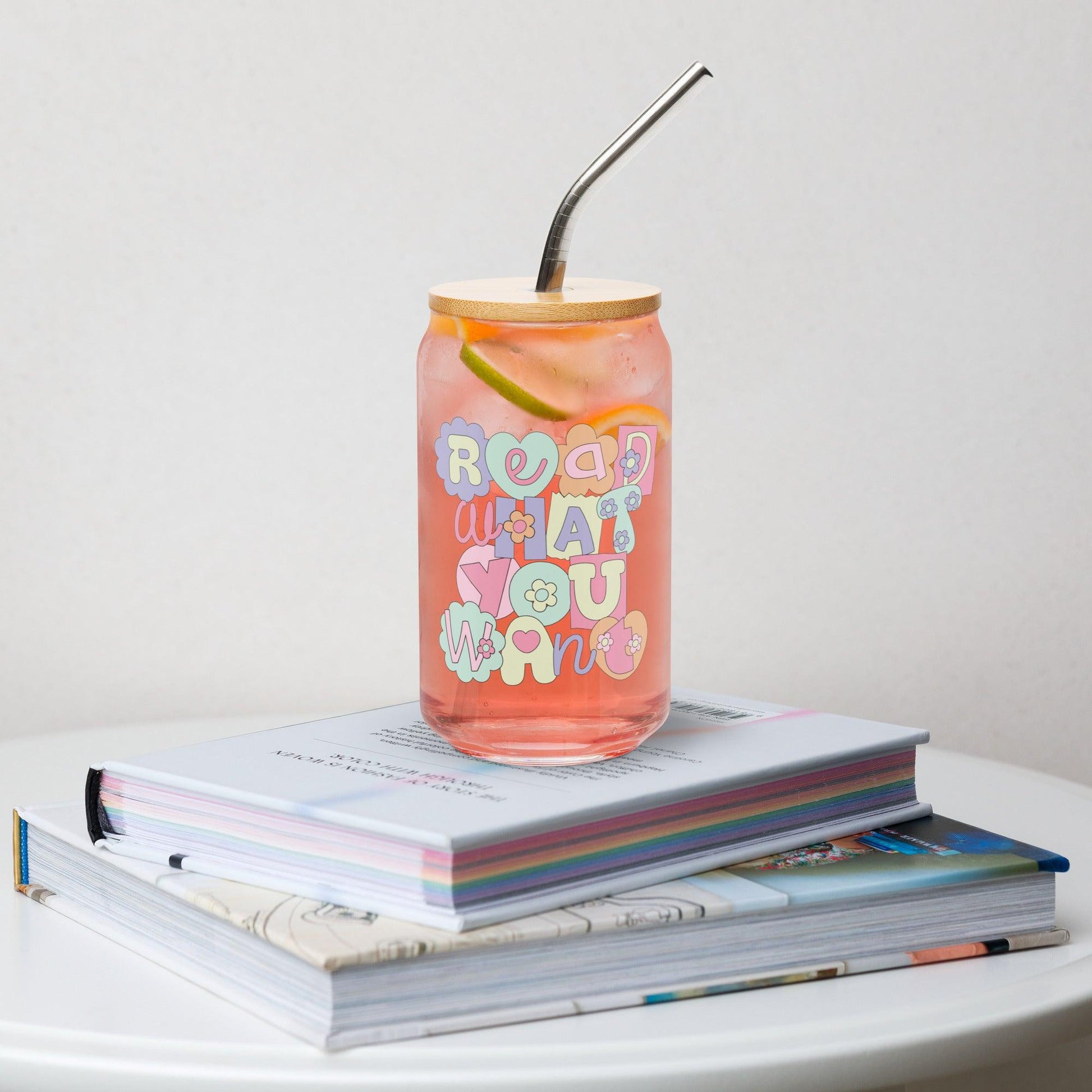 Read What You Want Can-shaped Glass Mug - The Bean Workshop - book lover, can-shape glass, glass mug, mug, read everyday, read what you want