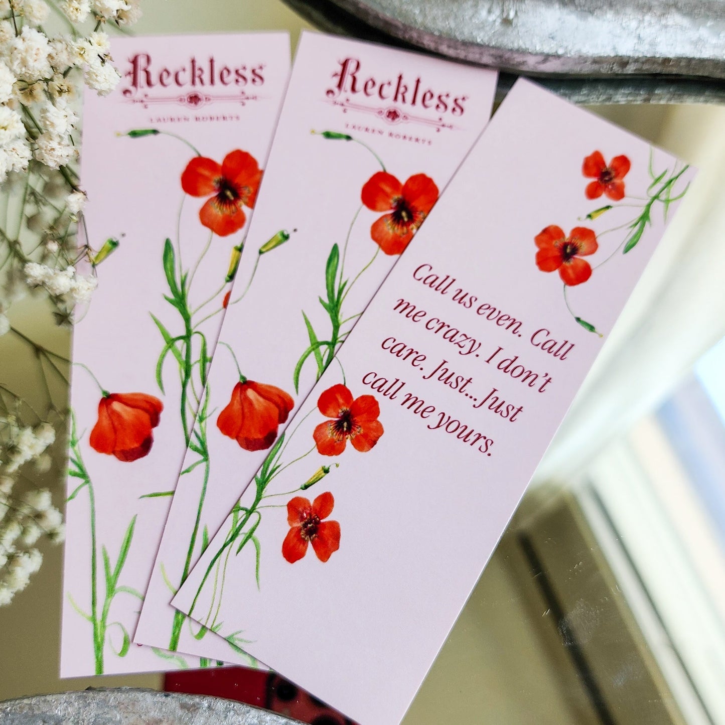 Reckless Lauren Roberts Bookmark - The Bean Workshop - book quote, bookmark, fearless, kai azer, lauren roberts, paedyn gray, powerless, reckless