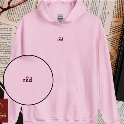 Red Jules Ambrose Embroidered Hoodie - The Bean Workshop - ana huang, embroidered, hoodie, josh chen, jules ambrose, twisted