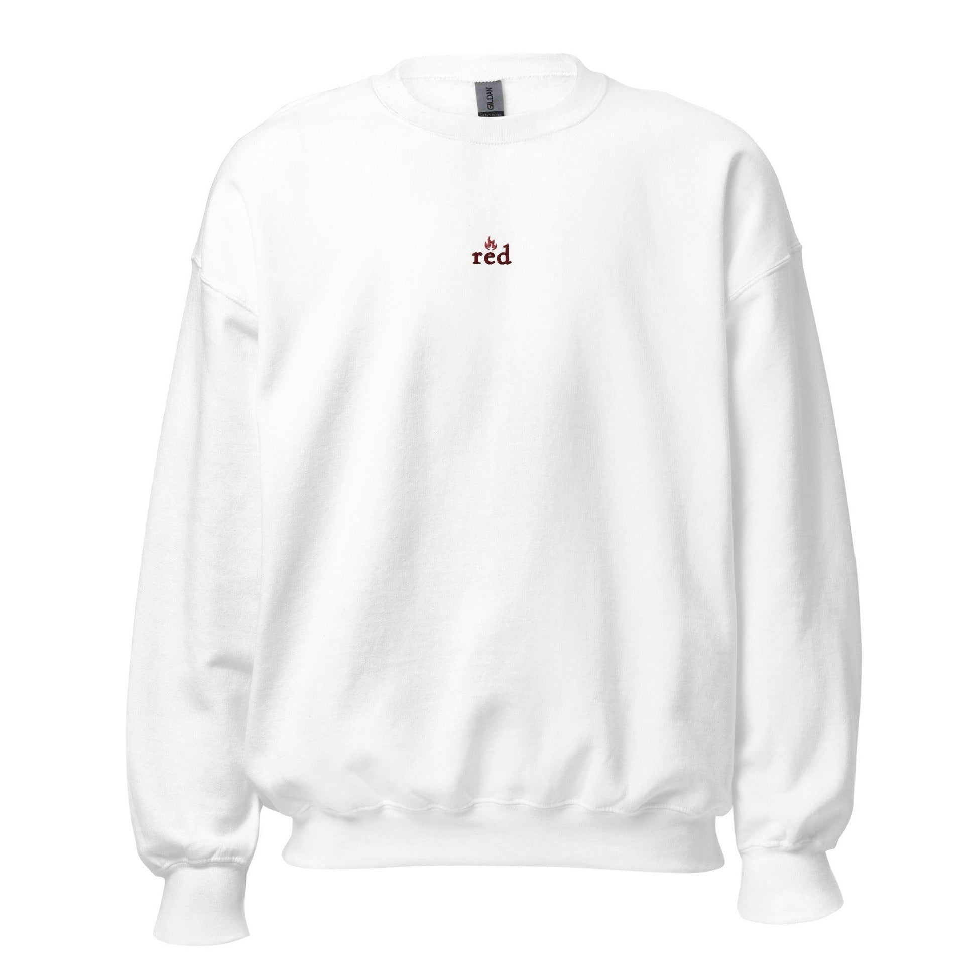 Red Jules Ambrose Embroidered Sweatshirt - The Bean Workshop - ana huang, embroidered, sweatshirt, twisted