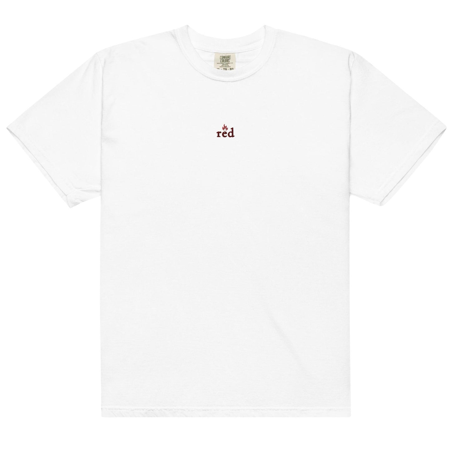 Red Jules Ambrose Embroidered T-Shirt - The Bean Workshop - ana huang, box tee, embroidered, twisted