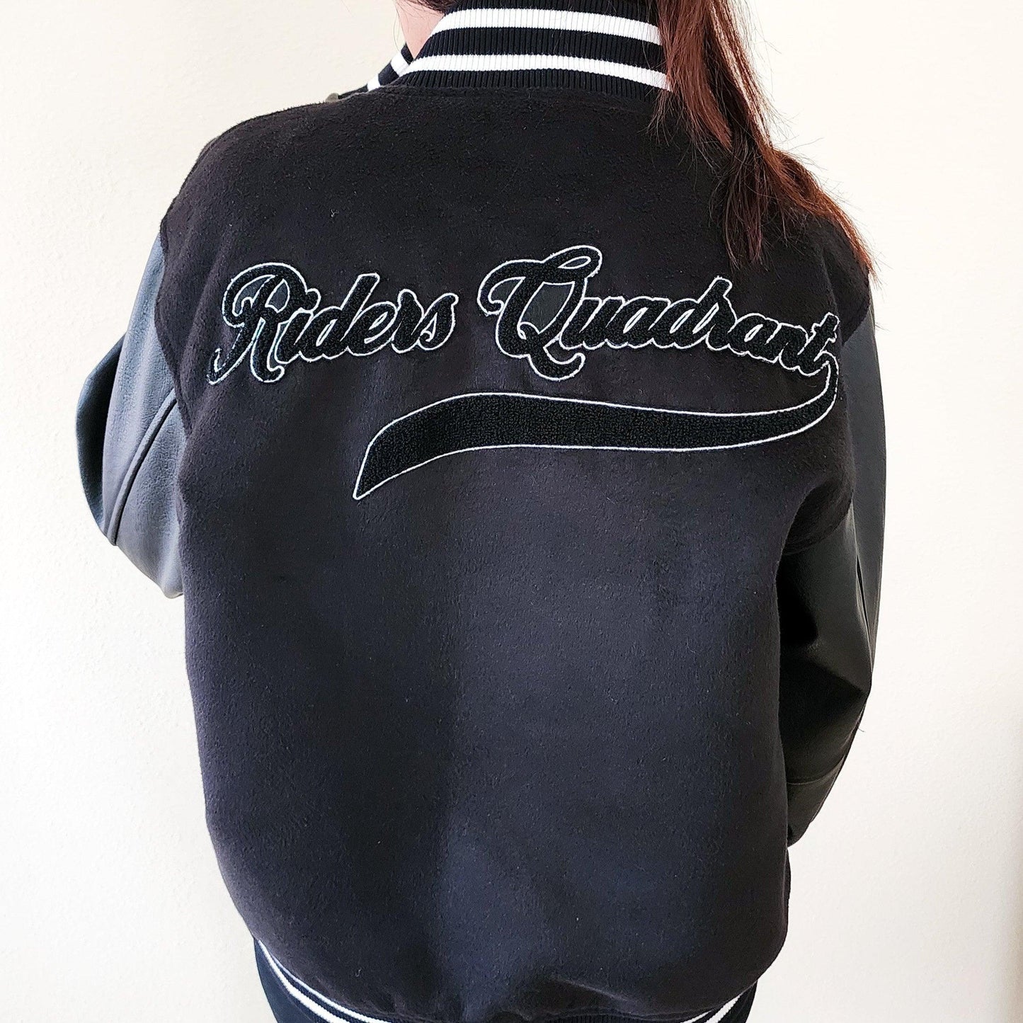 Riders Quadrant Varsity Bomber Jacket - The Bean Workshop - fourth wing, iron flame, onyx storm, rebecca yarros, varsity jacket