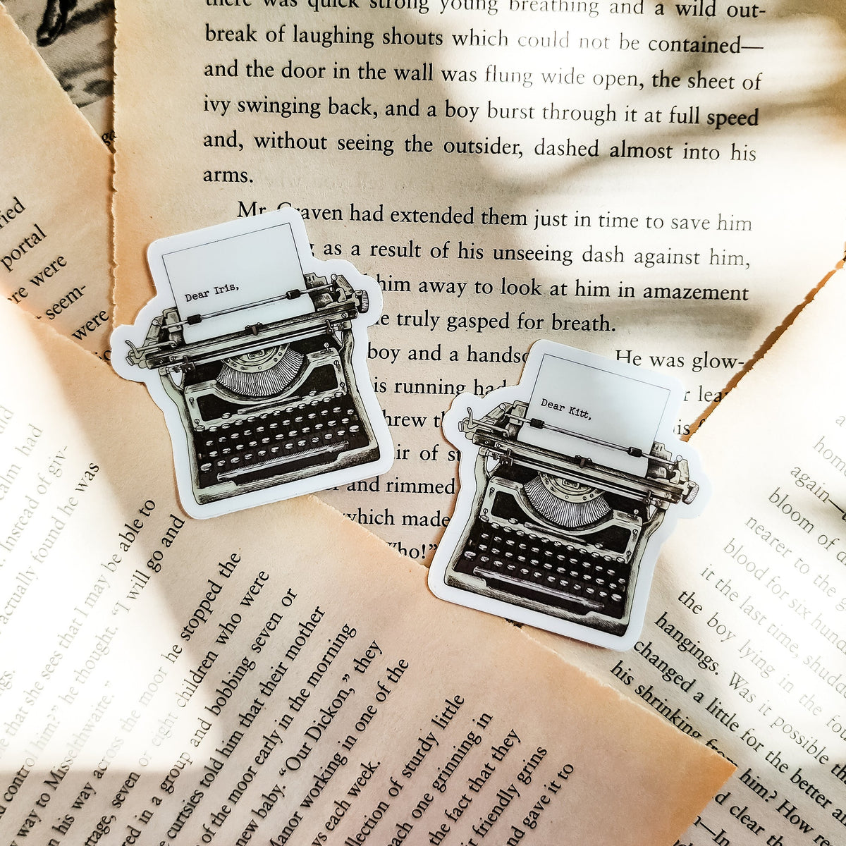 Roman Kitt Allouette Typewriter Sticker | Divine Rivals by Rebecca Ross - The Bean Workshop - bookish gift, bookish sticker, Divine Rivals, Divine Rivals merch, fantasy romance, gift for book lovers, Iris and Roman, journal sticker, laptop sticker, Letters of Enchantment, Rebecca Ross, Rebecca Ross merch, Roman Kitt, Ruthless Vows, sticker, typewriter sticker