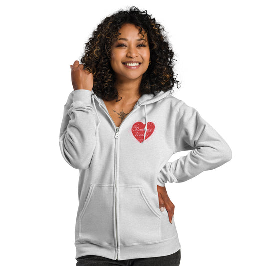 Romance Reader Blend Zip Hoodie - The Bean Workshop - Book Club, Coquette Bookworm Pullover, Cozy, Cute, Galentine's Day, Gift for Her, Heart Design, Loungewear, Reading Hoodie, Romance Reader Blend Zip Hoodie, Romantic Books, Spicy Books, Valentine's Gift for Book Lovers
