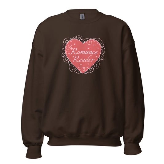 Romance Reader Sweatshirt - The Bean Workshop - Book Club, Bookaholic, Bookish Sweatshirt, Coquette Crewneck, Cozy Valentine's Gift for Bookworm, Cute, Galentine's Day, Gift for Her, Heart Design, Loungewear, Romance Reader Sweatshirt, Romantic Reading, Spicy Books, sweatshirt