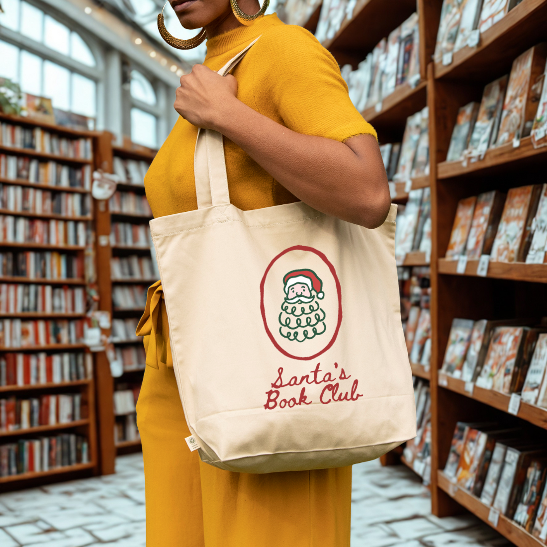 Santa's Book Club Organic Cotton Twill Tote Bag