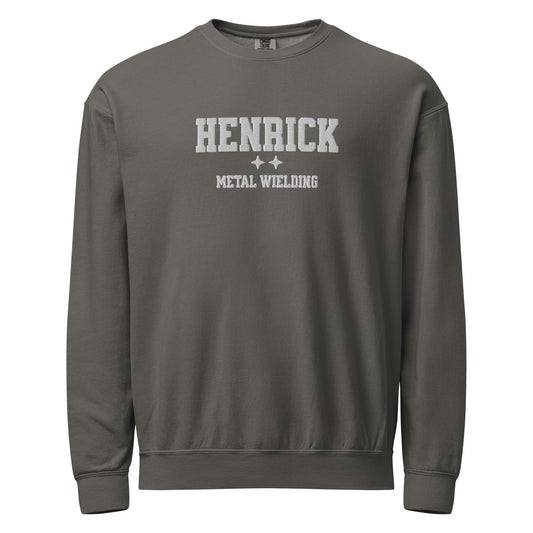 Sawyer Henrick Embroidered Fleece Crewneck Sweatshirt - The Bean Workshop - Basgiath, Booktok, Cozy Reader, Embroidered Bookish Sweatshirt, Empyrean Series, Fantasy Apparel, Fourth Wing Merch, Henrick Metal Wielding Fleece Sweatshirt, Iron Flame, Premium, Romantasy, Signet Power, sweatshirt, White Embroidery