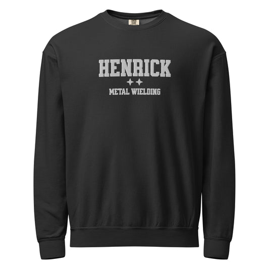 Sawyer Henrick Embroidered Fleece Crewneck Sweatshirt - The Bean Workshop - Basgiath, Booktok, Cozy Reader, Embroidered Bookish Sweatshirt, Empyrean Series, Fantasy Apparel, Fourth Wing Merch, Henrick Metal Wielding Fleece Sweatshirt, Iron Flame, Premium, Romantasy, Signet Power, sweatshirt, White Embroidery