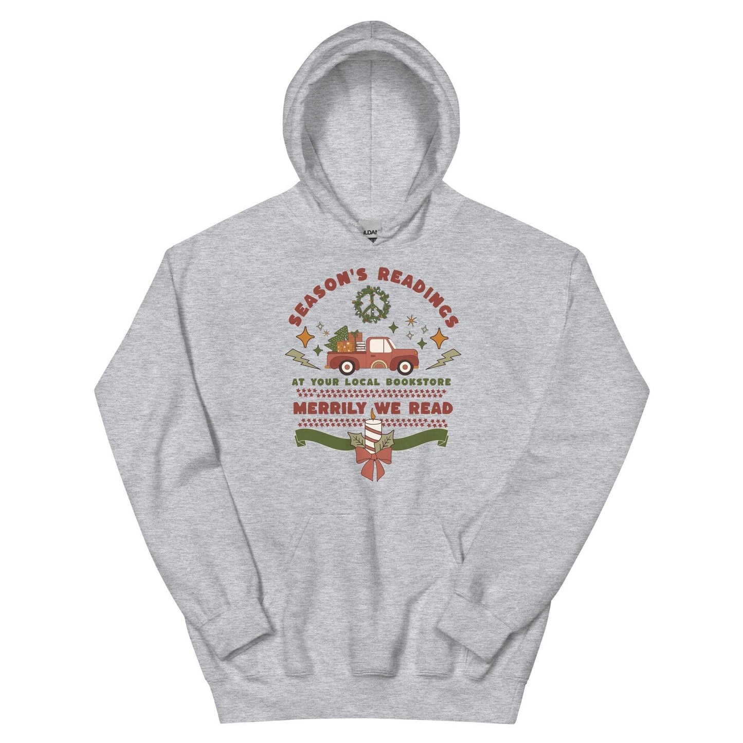 Season's Readings Christmas at Your Local Bookstore Hoodie - The Bean Workshop - bookish, Christmas, hoodie, Season's Readings