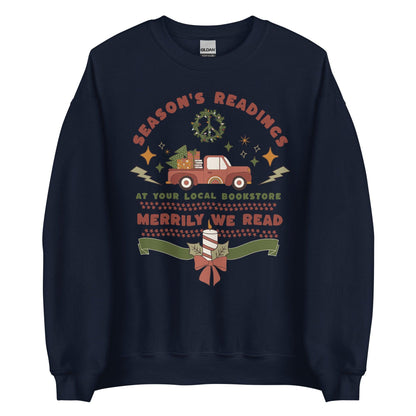 Season's Readings Christmas at Your Local Bookstore Sweatshirt - The Bean Workshop - book lover, bookish, christmas, sweatshirt