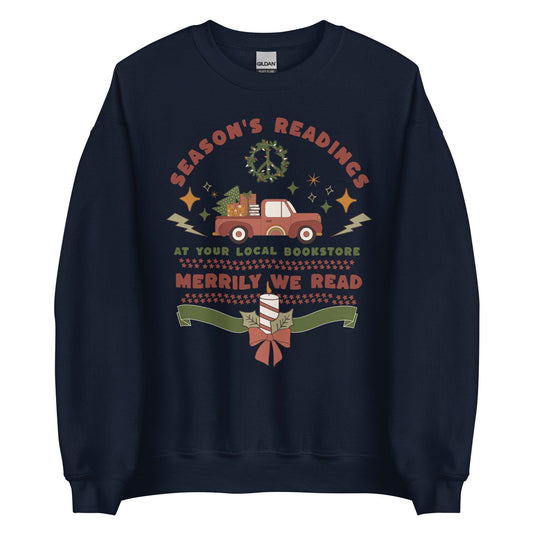 Season's Readings Christmas at Your Local Bookstore Sweatshirt - The Bean Workshop - book lover, bookish, christmas, sweatshirt