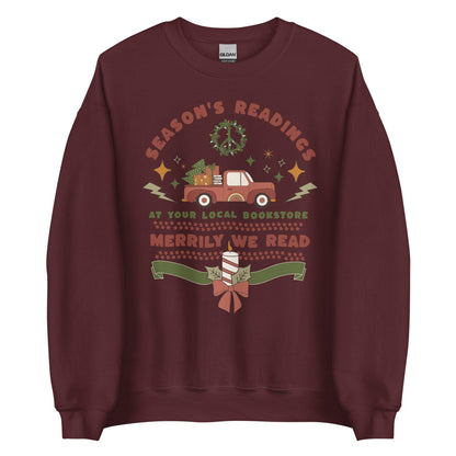 Season's Readings Christmas at Your Local Bookstore Sweatshirt - The Bean Workshop - book lover, bookish, christmas, sweatshirt