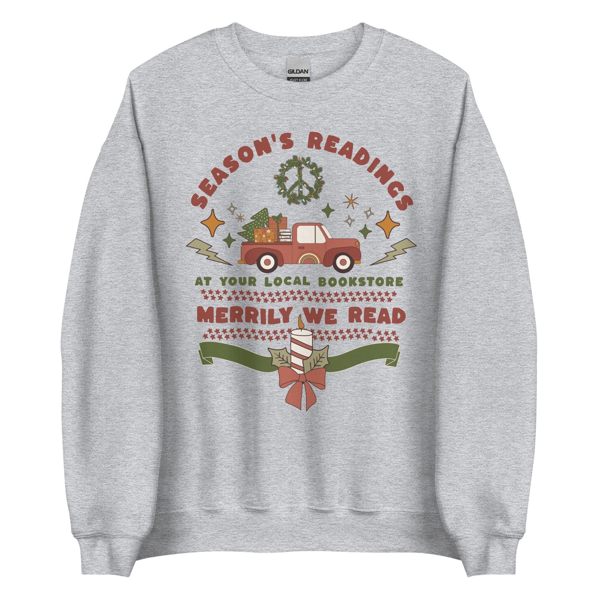 Season's Readings Christmas at Your Local Bookstore Sweatshirt - The Bean Workshop - book lover, bookish, christmas, sweatshirt