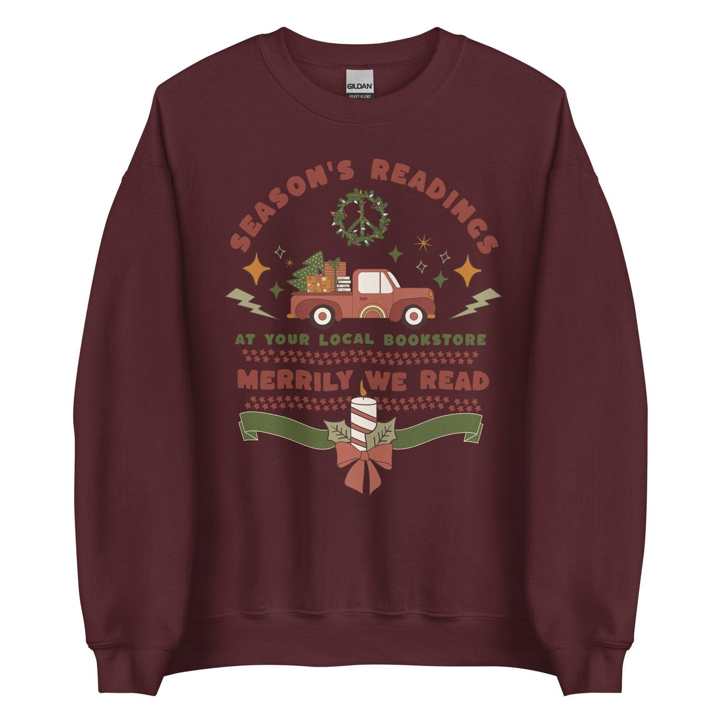 Season's Readings Christmas at Your Local Bookstore Sweatshirt - The Bean Workshop - book lover, bookish, christmas, sweatshirt
