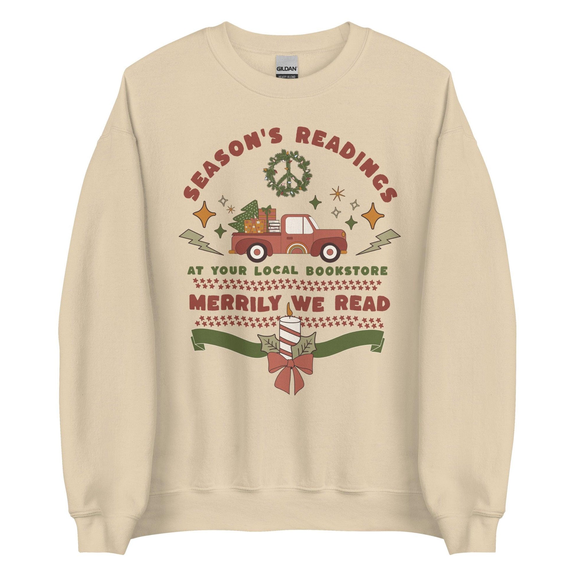 Season's Readings Christmas at Your Local Bookstore Sweatshirt - The Bean Workshop - book lover, bookish, christmas, sweatshirt