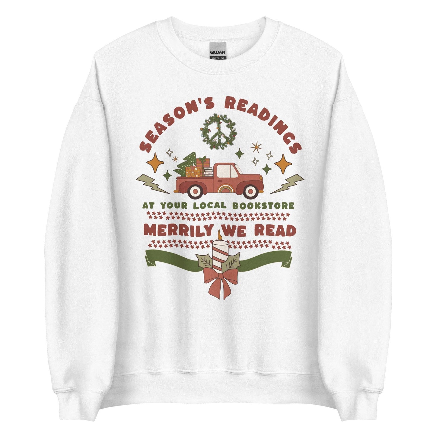 Season's Readings Christmas at Your Local Bookstore Sweatshirt - The Bean Workshop - book lover, bookish, christmas, sweatshirt