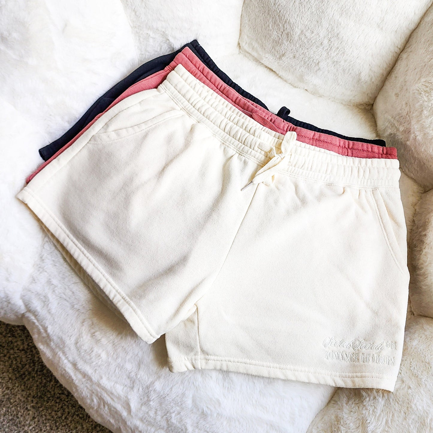 Secret Society for Romance Readers Embroidered Shorts - The Bean Workshop - romance readers, shorts