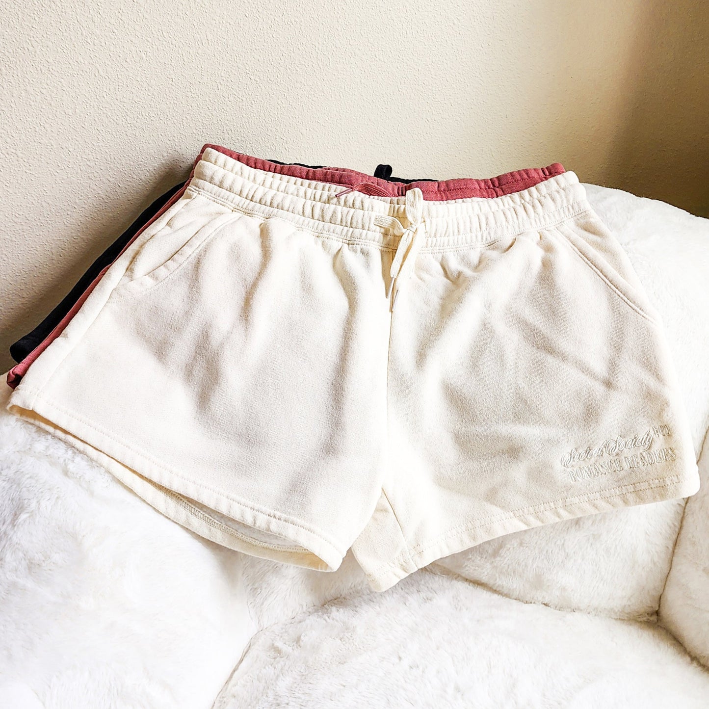 Secret Society for Romance Readers Embroidered Shorts - The Bean Workshop - romance readers, shorts