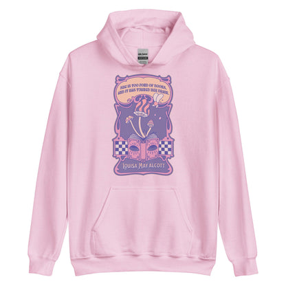 She Is Too Fond of Books, and It Has Turned Her Brain Hoodie - The Bean Workshop - book lover, hoodie, little women, louisa may alcott