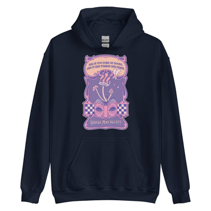 She Is Too Fond of Books, and It Has Turned Her Brain Hoodie - The Bean Workshop - book lover, hoodie, little women, louisa may alcott