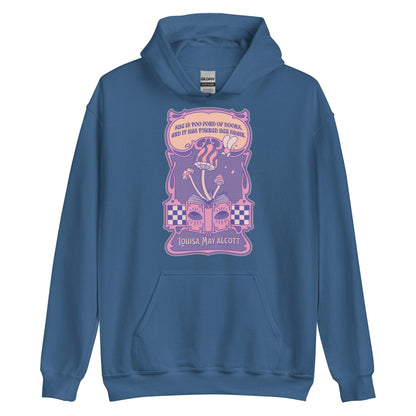 She Is Too Fond of Books, and It Has Turned Her Brain Hoodie - The Bean Workshop - book lover, hoodie, little women, louisa may alcott