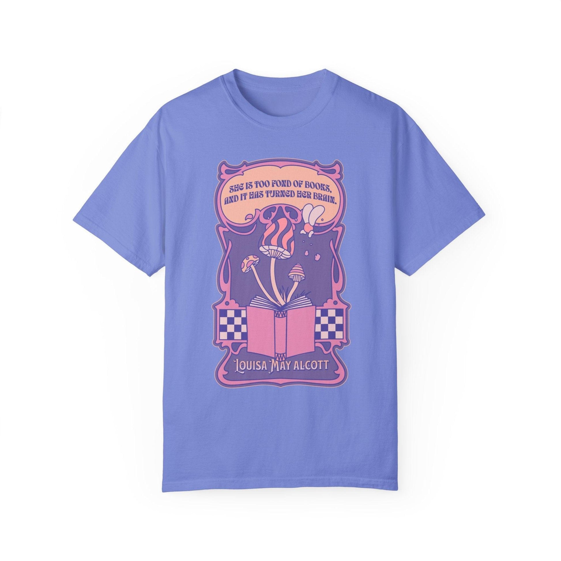 She Is Too Fond of Books, and It Has Turned Her Brain Tee Shirt - The Bean Workshop - box tee, louisa may alcott