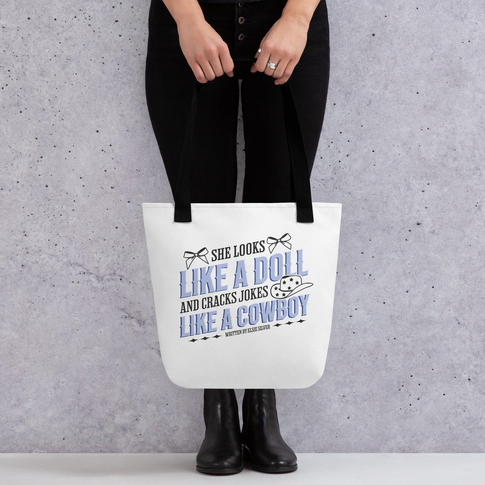 She looks like a doll and cracks jokes like a cowboy Tote Bag - The Bean Workshop - book tote bag, Chestnut Springs, Elsie Silver, heartless, reading gift, tote bag