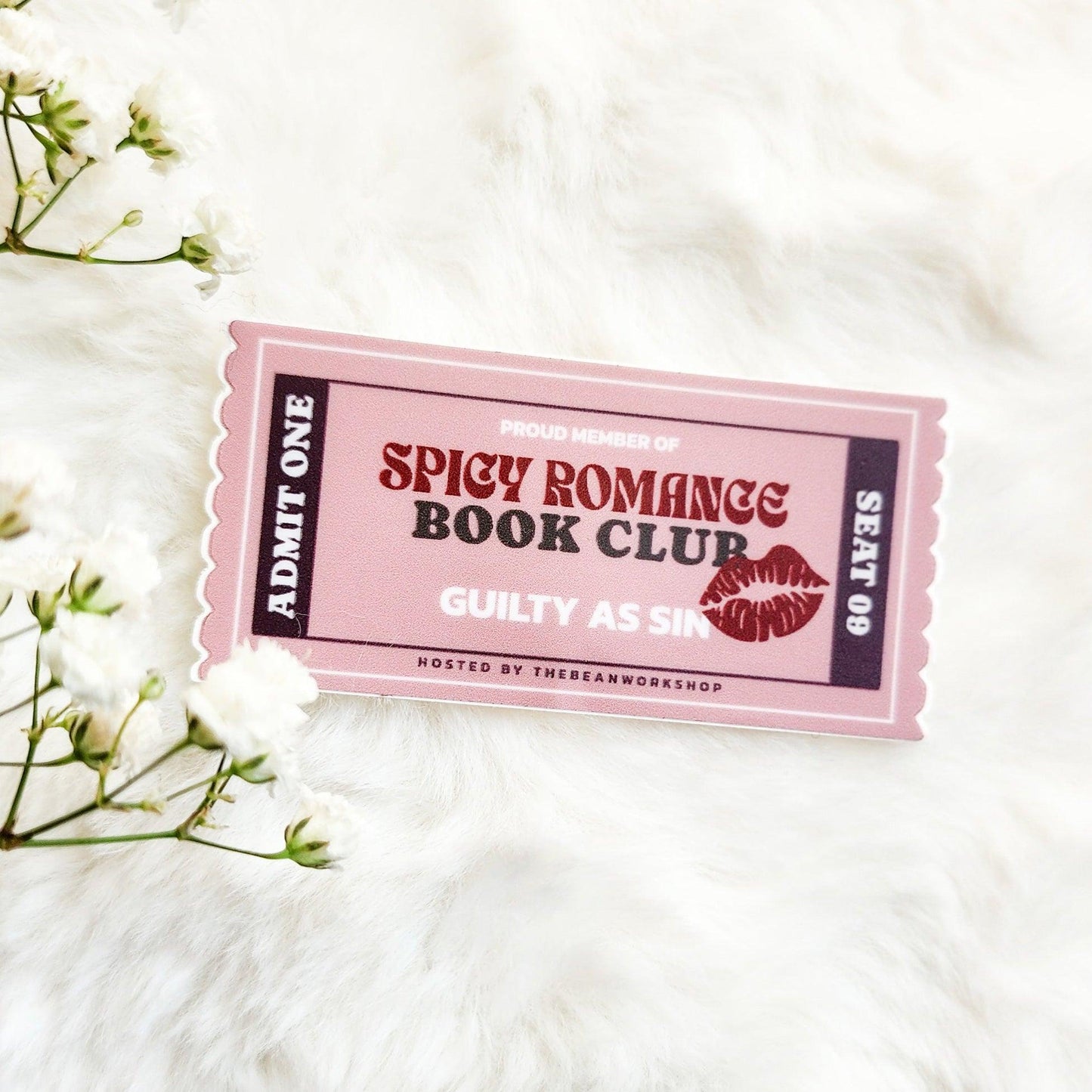 Spicy Romance Book Genre Ticket Sticker - The Bean Workshop - book club, book trope, spicy romance, sticker