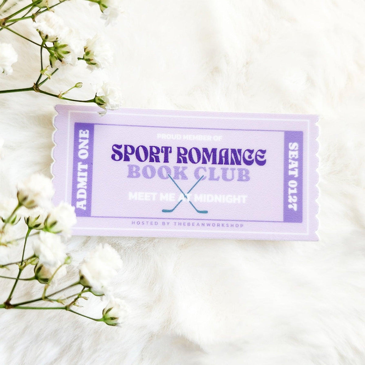 Sport Romance Book Genre Ticket Sticker - The Bean Workshop - book club gift, book lover gift, book trope, Bookish Accessories, Bookish Gift, bookish sticker, die cut sticker, hockey romance, hockey sticker, kindle sticker, reading sticker, romance reader, sport romance, Sport Romance Book Club, sticker