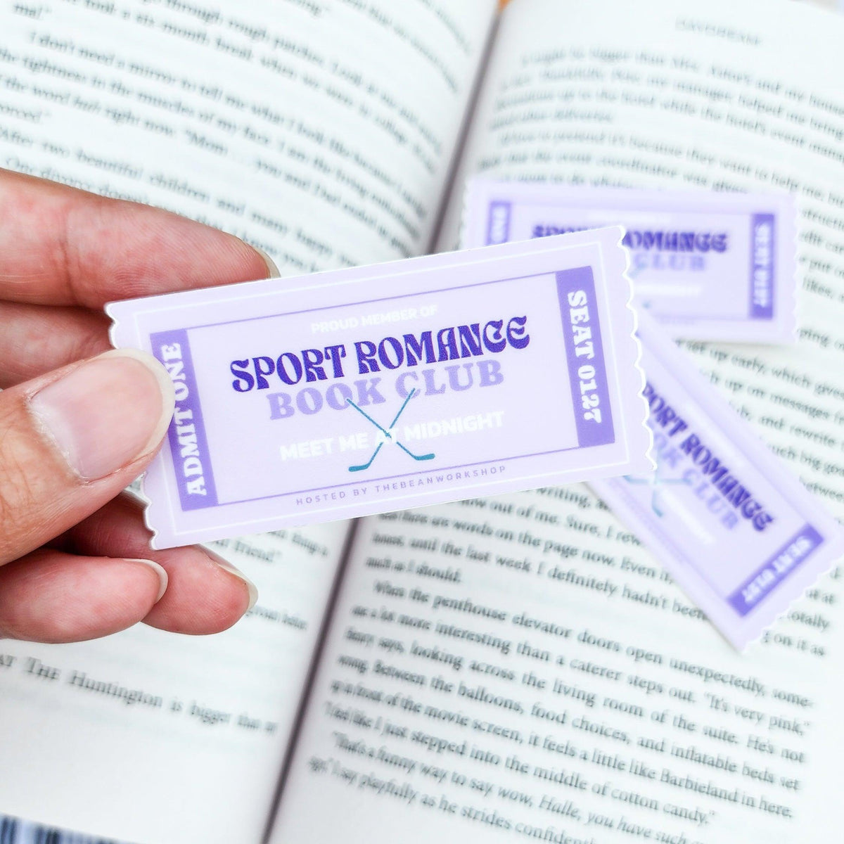 Sport Romance Book Genre Ticket Sticker - The Bean Workshop - book club gift, book lover gift, book trope, Bookish Accessories, Bookish Gift, bookish sticker, die cut sticker, hockey romance, hockey sticker, kindle sticker, reading sticker, romance reader, sport romance, Sport Romance Book Club, sticker