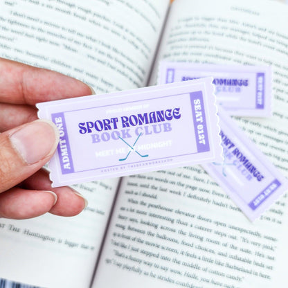 Sport Romance Book Genre Ticket Sticker - The Bean Workshop - book club gift, book lover gift, book trope, Bookish Accessories, Bookish Gift, bookish sticker, die cut sticker, hockey romance, hockey sticker, kindle sticker, reading sticker, romance reader, sport romance, Sport Romance Book Club, sticker