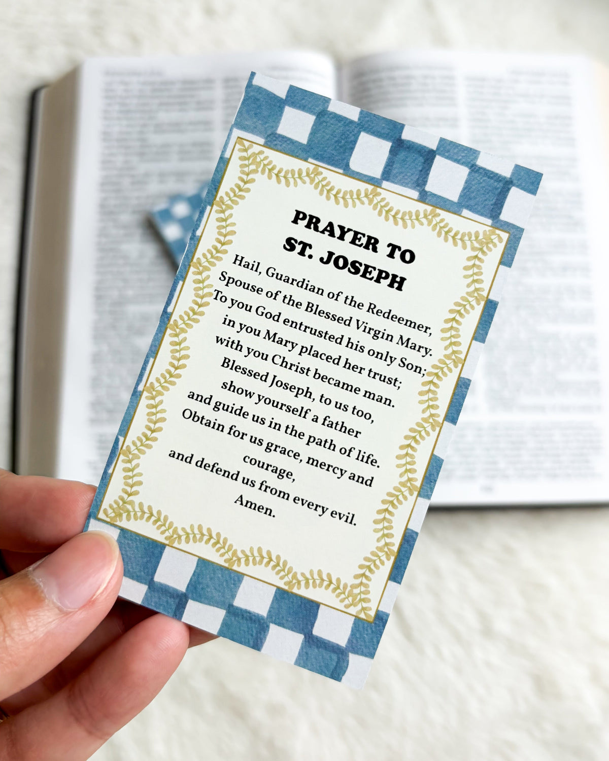 St. Joseph Prayer Card & Bookmark - The Bean Workshop - archangel, Baptism, Catholic, children, Confirmation, faith gift, First Communion, guardian angel, Hail Mary, Holy Family, prayer card, St. Joseph, St. Michael