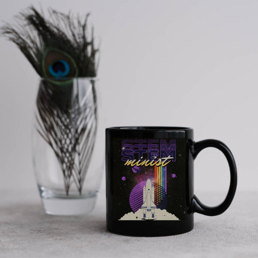 STEM-Minist Black Glossy Mug - The Bean Workshop - Ali Hazelwood, Black mug, Bookish Accessories, coffee mug, Love Theoretically, mug, STEM