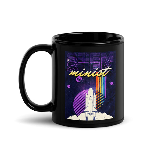 STEM-Minist Black Glossy Mug - The Bean Workshop - Ali Hazelwood, Black mug, Bookish Accessories, coffee mug, Love Theoretically, mug, STEM