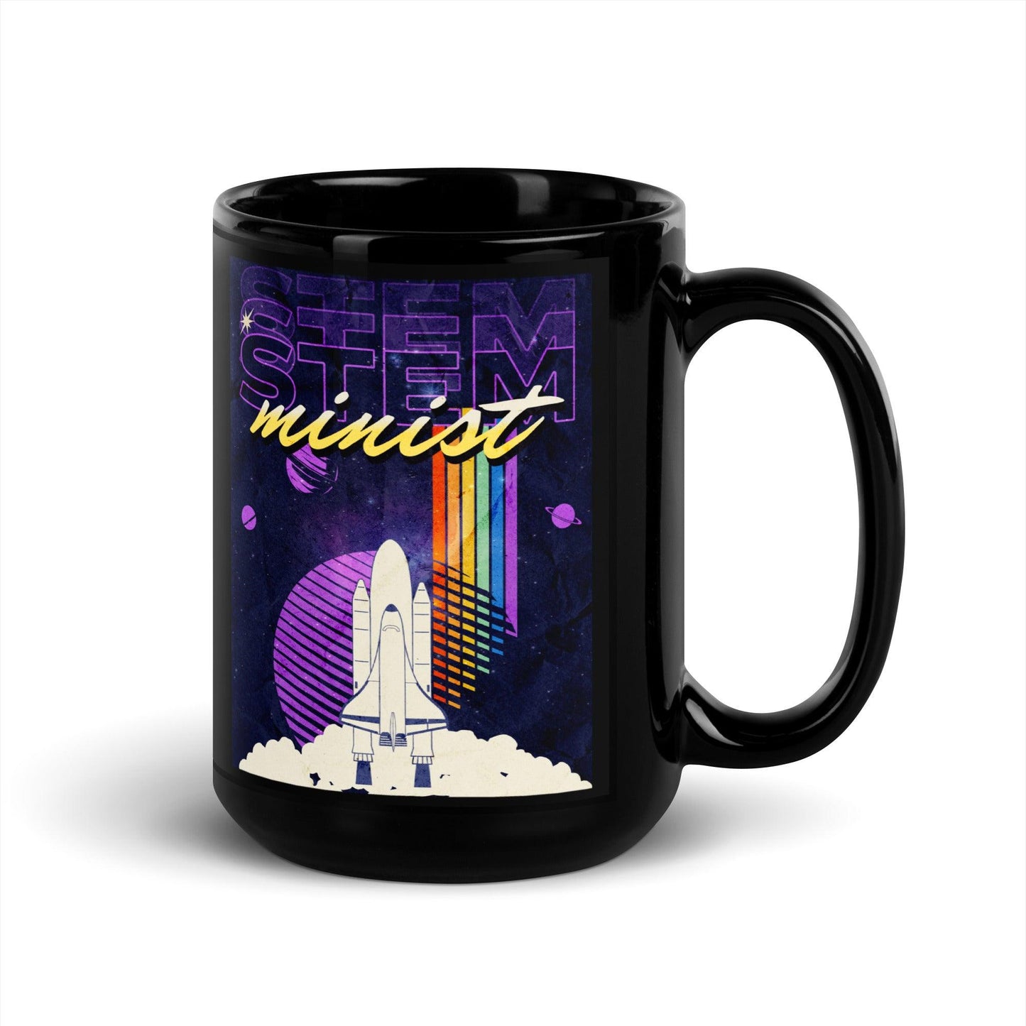 STEM-Minist Black Glossy Mug - The Bean Workshop - Ali Hazelwood, Black mug, Bookish Accessories, coffee mug, Love Theoretically, mug, STEM