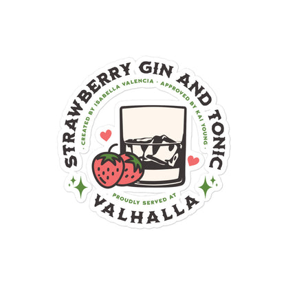 Strawberry Gin and Tonic Sticker - The Bean Workshop - Ana Huang, bookish accessories, Isabella and Kai, Kings of Sin, sticker, Strawberry Gin and Tonic