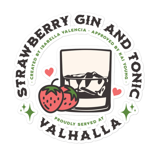 Strawberry Gin and Tonic Sticker - The Bean Workshop - Ana Huang, bookish accessories, Isabella and Kai, Kings of Sin, sticker, Strawberry Gin and Tonic