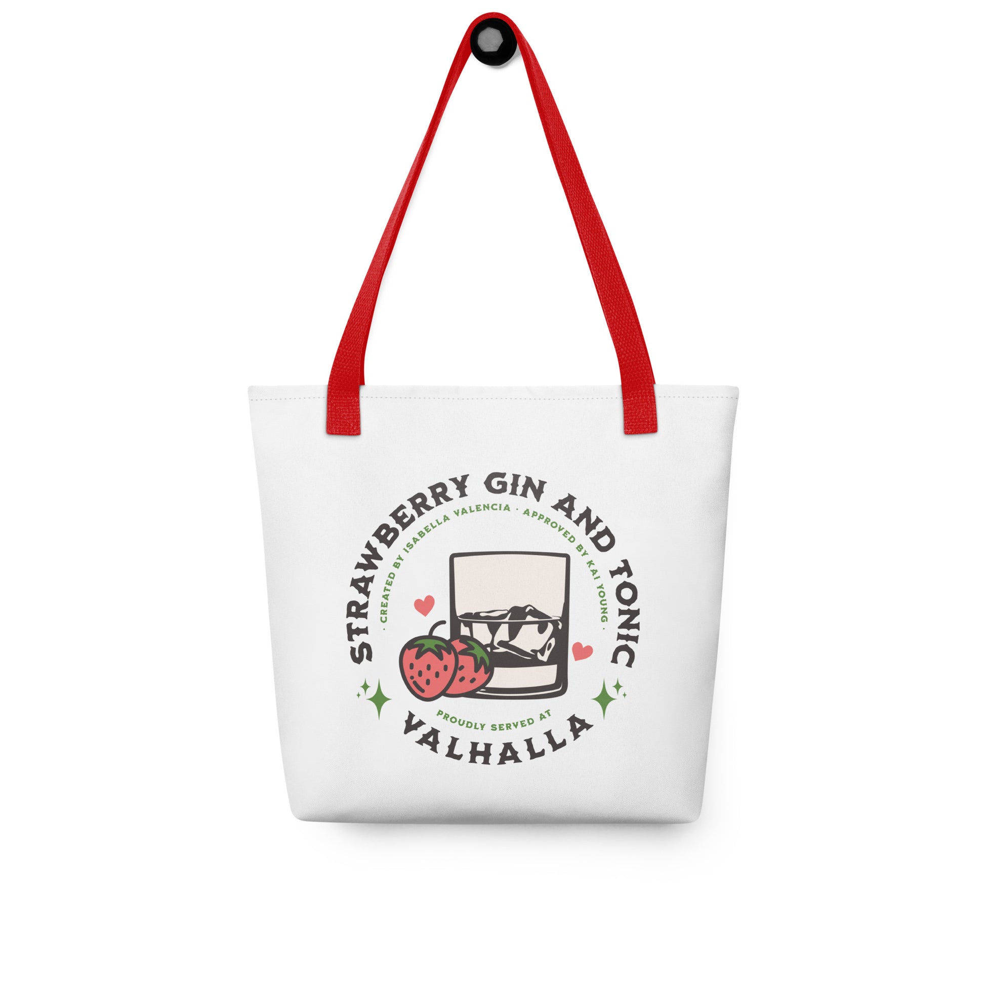 Strawberry Gin and Tonic Tote bag - The Bean Workshop - Ana Huang, bookish accessories, Isabella and Kai, Kings of Sin, Strawberry Gin and Tonic, tote, tote bag