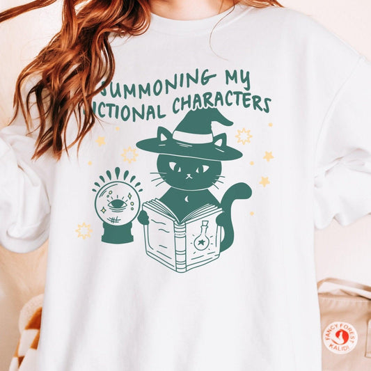 Summoning My Fictional Characters Heavyweight Long Sleeve Tee Shirt - The Bean Workshop - book lovers, halloween, long sleeve tee