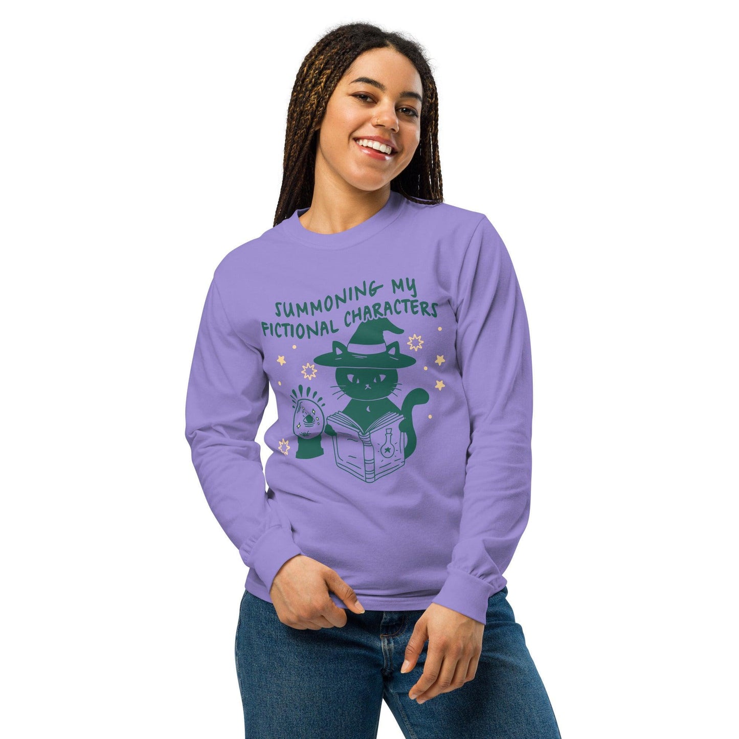 Summoning My Fictional Characters Heavyweight Long Sleeve Tee Shirt - The Bean Workshop - book lovers, halloween, long sleeve tee