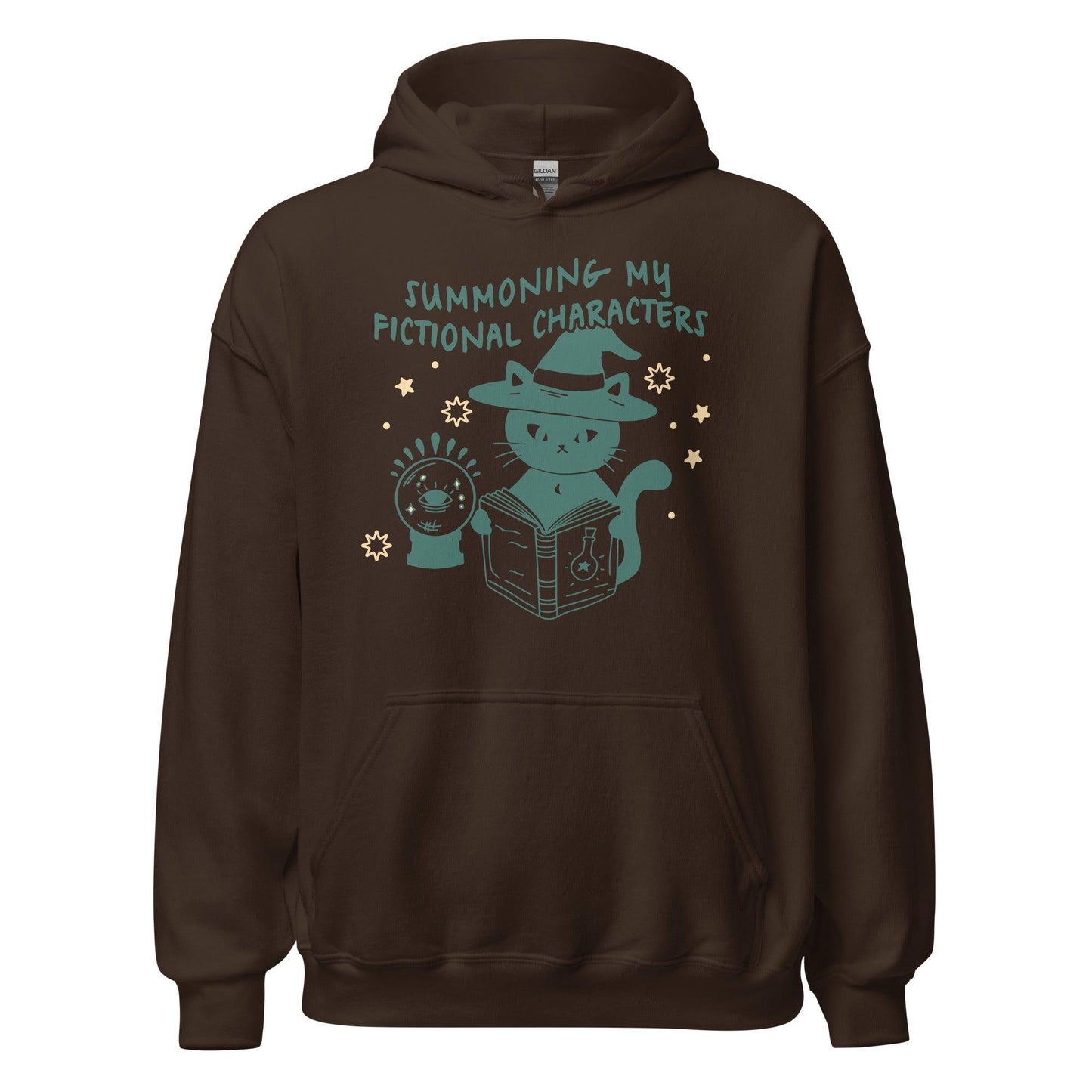 Summoning My Fictional Characters Hoodie - The Bean Workshop - black cat, Halloween, hoodie, witch hat