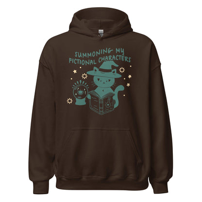 Summoning My Fictional Characters Hoodie - The Bean Workshop - black cat, Halloween, hoodie, witch hat