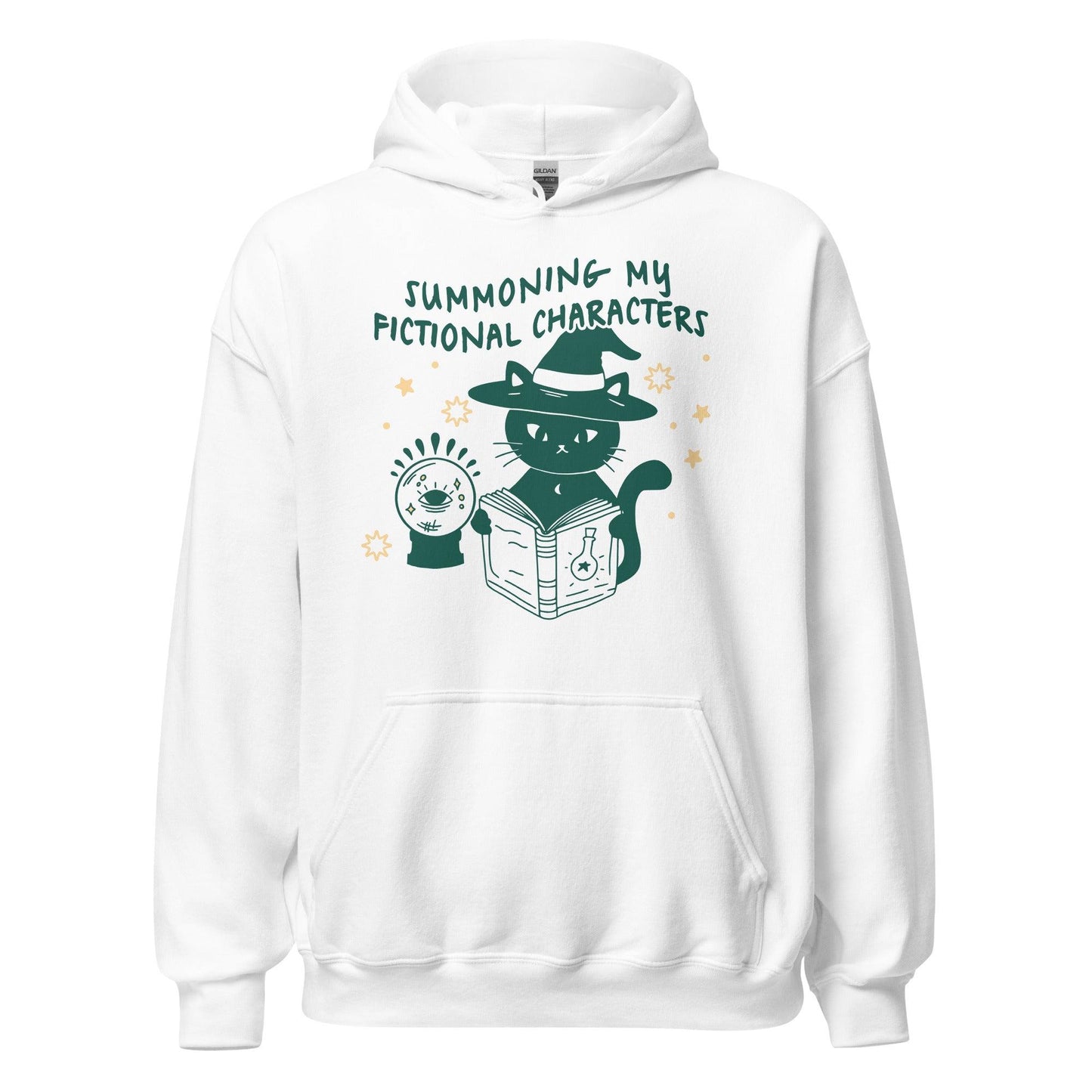 Summoning My Fictional Characters Hoodie - The Bean Workshop - black cat, Halloween, hoodie, witch hat