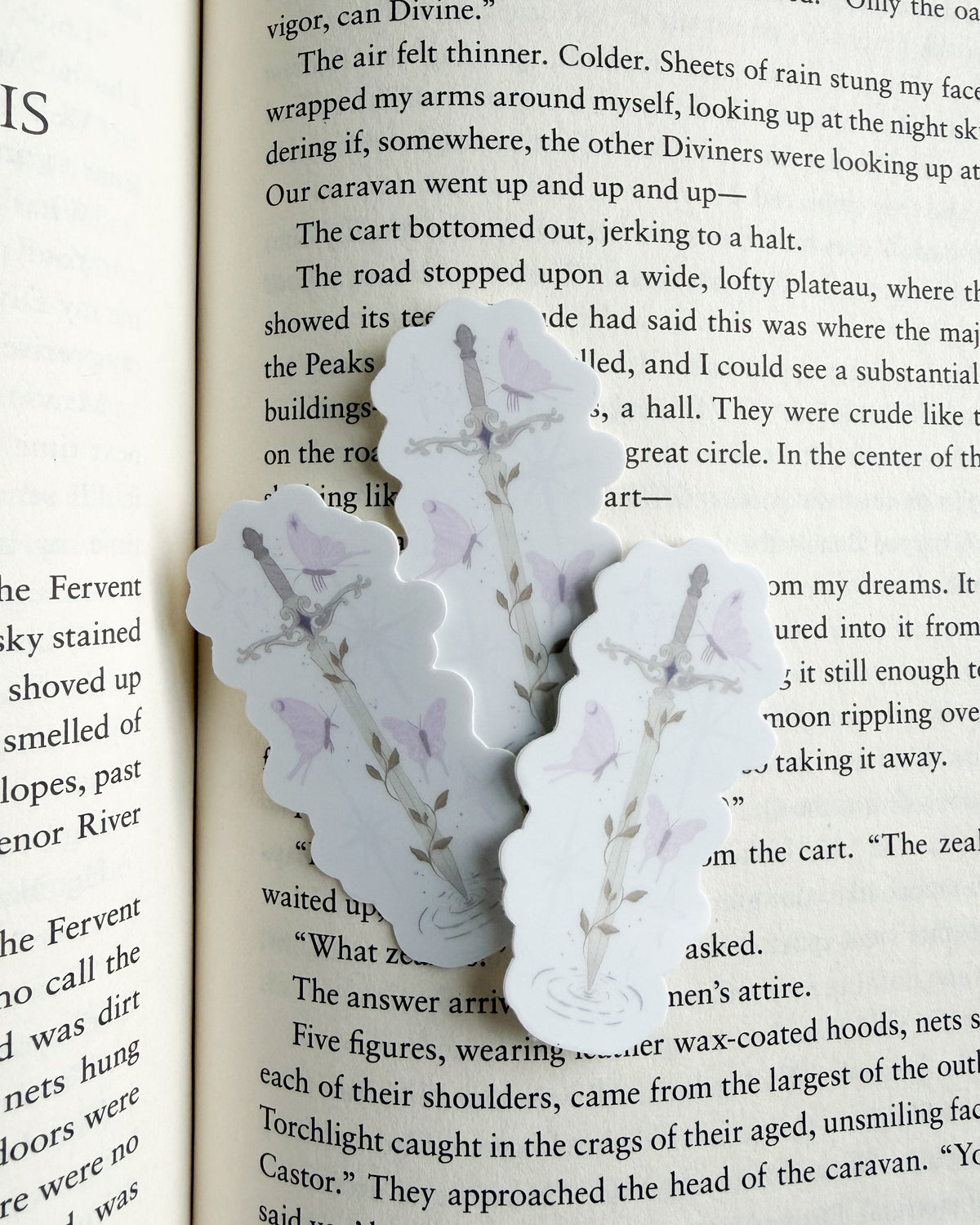 Sword and Moths Sticker - The Bean Workshop - book lover sticker, Book Lover Sticker for Laptop, book merch, Bookish Gift, Bookish Sticker, Cute Vinyl Sticker, Die Cut Sticker, Fantasy Book Gift, fantasy book sticker, laptop sticker, Laptop Sticker for Book Lovers, literary sticker, Rachel Gillig, Rachel Gillig Inspired Merch, Rachel Gillig Sticker, sticker, The Knight and the Moth, The Knight and the Moth Sticker, vinyl sticker