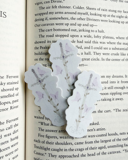 Sword and Moths Sticker - The Bean Workshop - book lover sticker, Book Lover Sticker for Laptop, book merch, Bookish Gift, Bookish Sticker, Cute Vinyl Sticker, Die Cut Sticker, Fantasy Book Gift, fantasy book sticker, laptop sticker, Laptop Sticker for Book Lovers, literary sticker, Rachel Gillig, Rachel Gillig Inspired Merch, Rachel Gillig Sticker, sticker, The Knight and the Moth, The Knight and the Moth Sticker, vinyl sticker