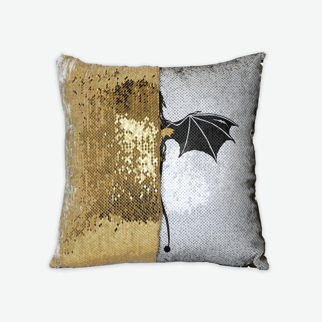 Tairn and Andarna Dragon Scale Sequin Reversible Pillow Case - The Bean Workshop - fourth wing, pillow case, pillows, rebecca yarros