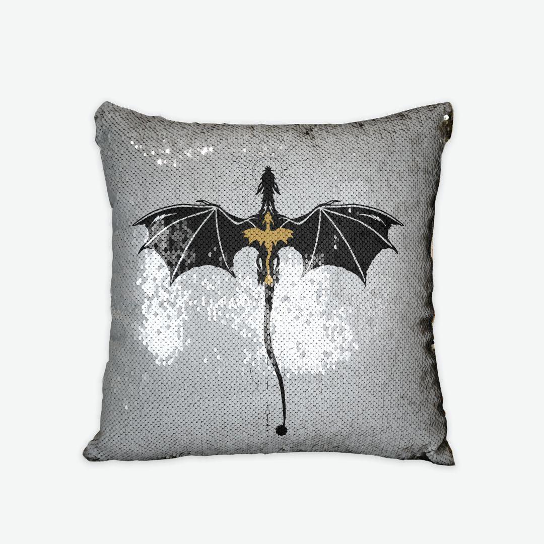 Tairn and Andarna Dragon Scale Sequin Reversible Pillow Case - The Bean Workshop - fourth wing, pillow case, pillows, rebecca yarros